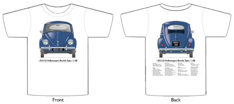 VW Beetle Type 114B 1953-55 T-shirt Front & Back